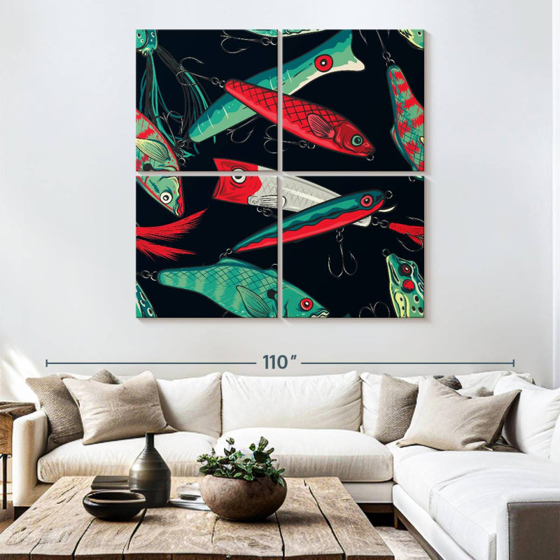 Motif de leurres de pêche Senne, H 74 po x l 74 po