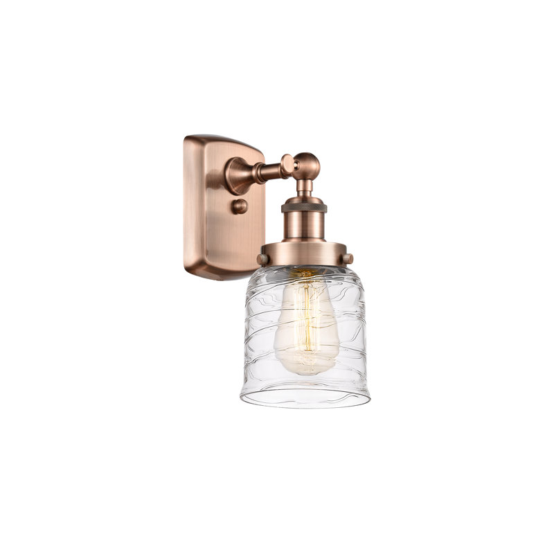 Ballston Urban Bell - 1 Light 5" Sconce, Incandescent, Antique Copper, Clear Deco Swirl