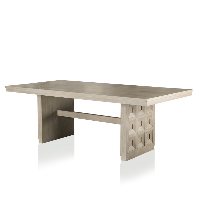 Table de salle à manger en bois avec base à tréteaux Schell