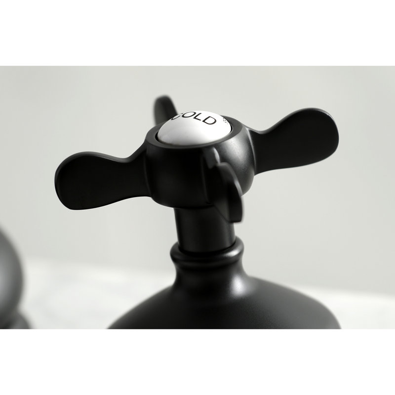 Essex 8-inch Matte Black Brass Wide Bathroom Faucet with Drain