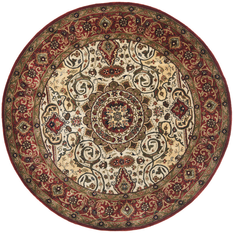 Evie Wool Pile Oriental Rug, Round 6'