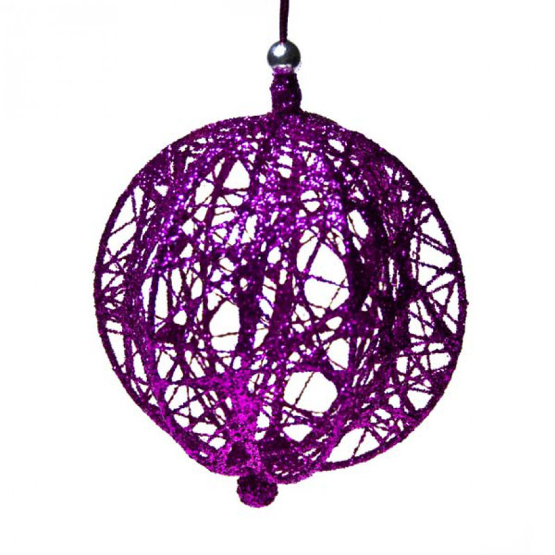 13cm Metal Bauble, Pink