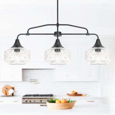 3-Light Black Kitchen Island Light