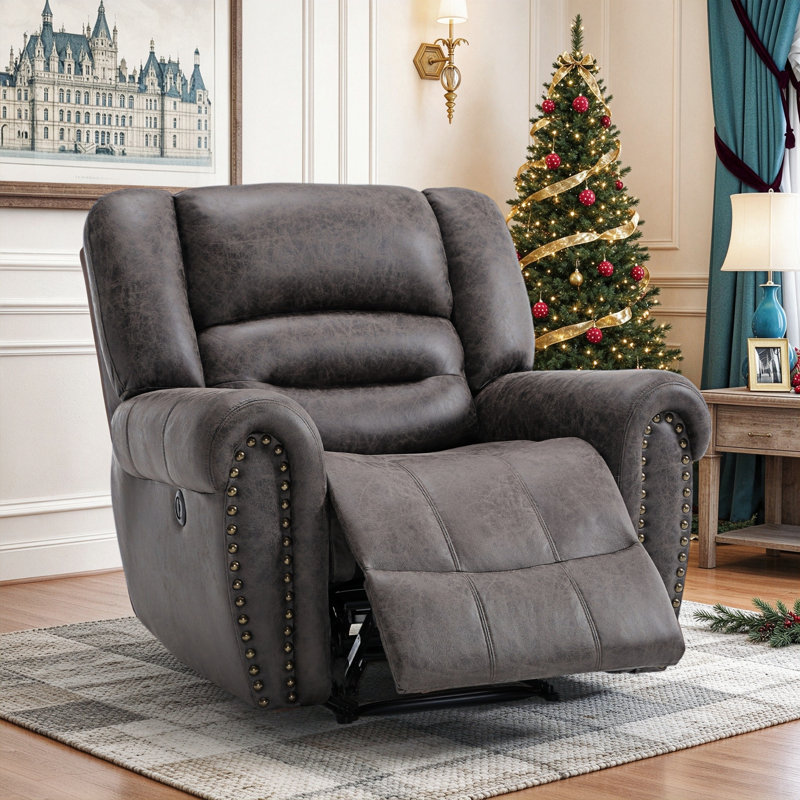 Fauteuil inclinable électrique en similicuir l 39,8 po Intars, Similicuir gris performance