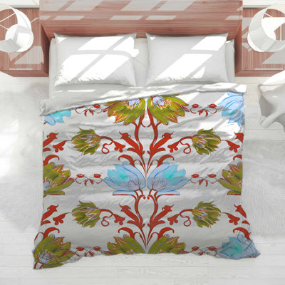 Blue Green Floral Pattern Comforter