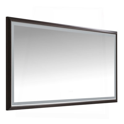 LED Bathroom Mirror With Aluminum Frame, Wall Mounted Vanity Mirror, Anti-Fog, Memory, 3 Colors, Stepless Dimmable