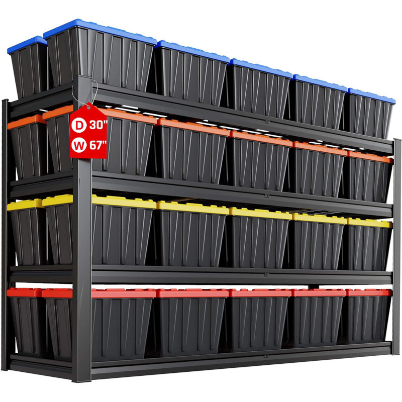 Garage Shelving Heavy Duty , 30"D Metal Shelves With Adjustable Garage Storage Shelves, 68" H X 67" W X 30" D