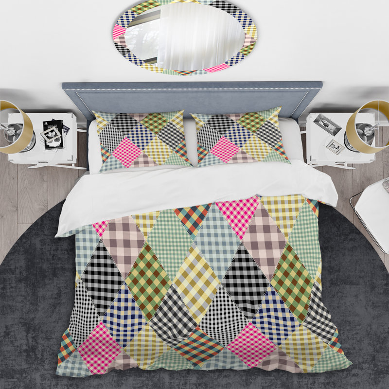 Multicolor Imitation Patchwork - Abstract Duvet Cover Set - Microfiber Polyester, Twin Duvet Cover + 1 Standard Sham