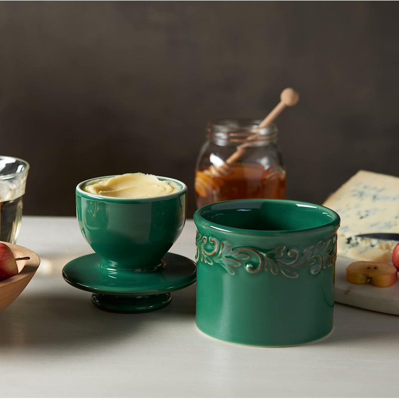 Beurrier au beurre - Collection originale de clochettes à beurre - Collection antique, Émeraude