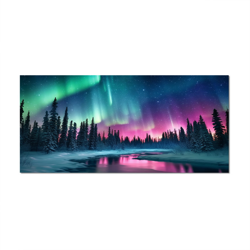 Northern Lights In Alaska II - Alaska, art mural, Toile tendue, H 28 po x l 60 po x P 1,5 po