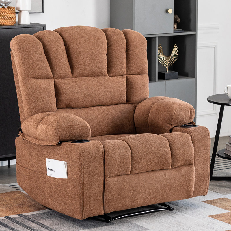Fauteuil inclinable avec massage et vibration chauffante, Polyester brun