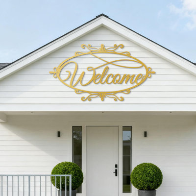 Welcome - Custom Metal Wall Accents, Metal Split Letter Monogram Wall Decor, Metal Family Name Sign On Door, Personalized Wall Decorations Gift, Outdoor Cabin Sign ANG28