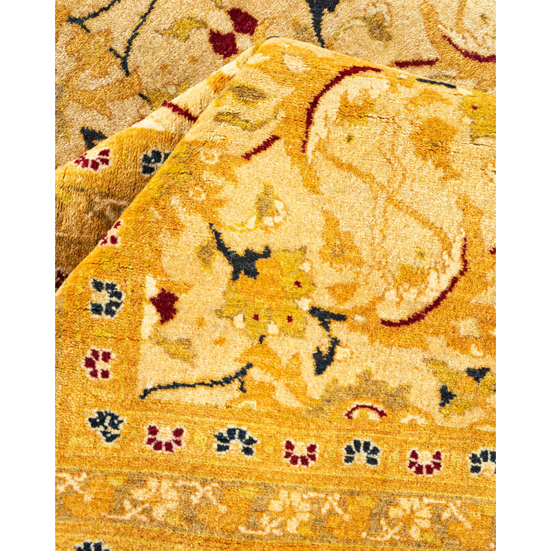 Tapis ivoire traditionnel noué à la main de conception unique 8 pi 2 po x 10 pi 2 po Keller