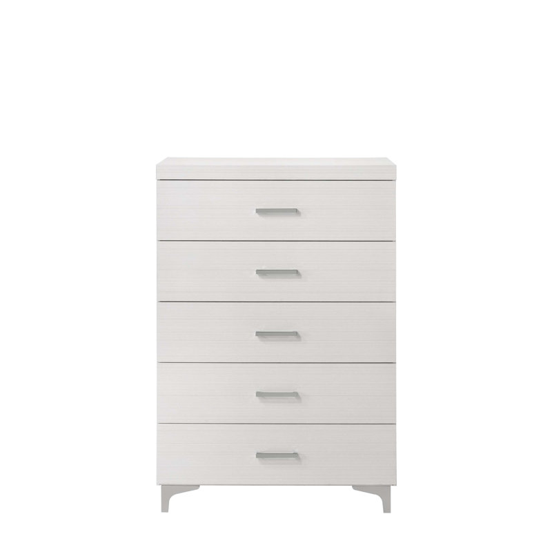 White 5-Drawer Chest with Metal Legs