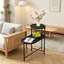 Table basse ronde avec plateau de rangement et tables de bout ovales à 2 niveaux Petite table d'appoint en bois pour le salon-438617898