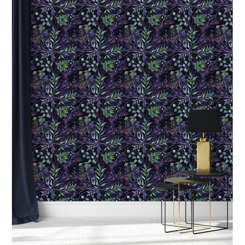Dark Purple Wallpaper Floral Roll