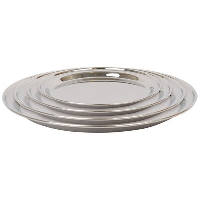 Argon Tableware 4pc Round Stainless Steel Serving Tray Set - 25.5cm-40.5cm