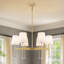 Lustre classique / traditionnel à 6 lumières avec abat-jour en lin blanc-927097628
