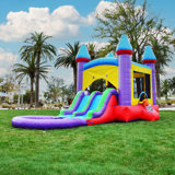 HeroKiddo Jelly Bean Castle Commercial Grade Bounce House Water Slide with Splash Pool (with Blower)