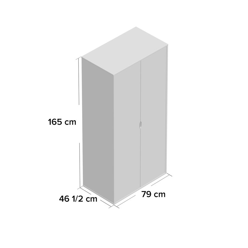 Bohl 2 Door Manufactured Wood Wardrobe, White/Grey