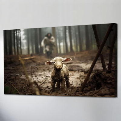 «Jesus trouve un agneau perdu», impressions sur toile chrétiennes, affiche encadrée sur toile tendue, peinture religieuse inspirante pour le salon, la chambre à coucher ou un décor d'églises, 24 po x 48 po