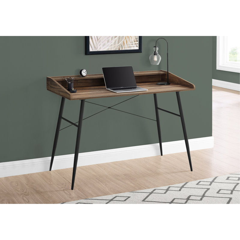 Bureau d'ordinateur, bureau personnel, ordinateur portable, tablettes de rangement, L 48 po, travail, stratifié brun, contemporain, moderne