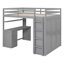 Lit mezzanine double avec tiroirs, bureau et garde-robe gris