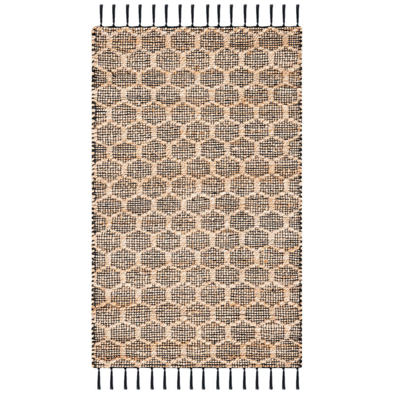 Gonzalas Hand Woven 0.85 Jute 0.15 Cotton Geometric Rug, Rectangle 4' x 6'