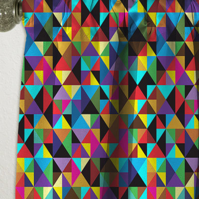 Geometric Pattern with Triangles & Squares - Abstract Modern Blackout Curtain Single Panel