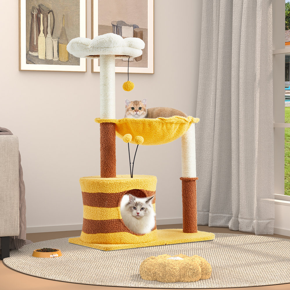 EROMMY 36.6 In Flower Cat Tree With Wellpadded Perch, Cat Tower With