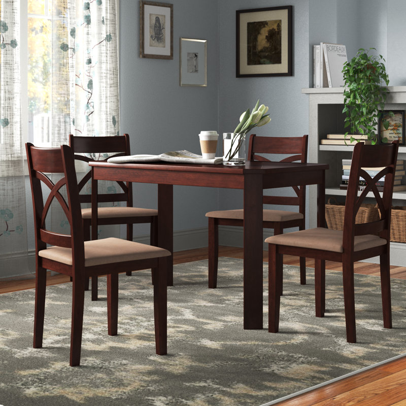 Brozak 4 - Person Solid Wood Solid Wood Top Four Leg Dining Set, Espresso