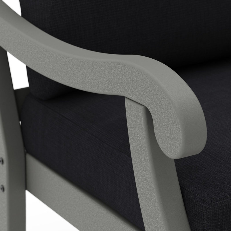 Causeuse POLYWOOD x Birch Lane Verlyn, Coussin en lin de minuit / structure gris ardoise