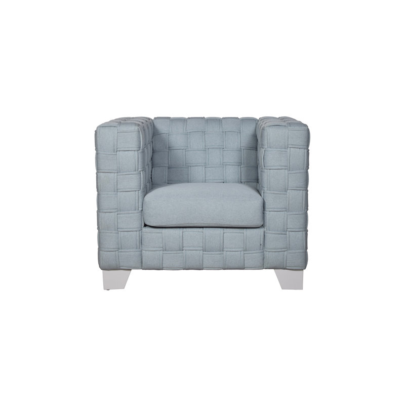 Chaise en chenille sarcelle clair et finition blanche Saree