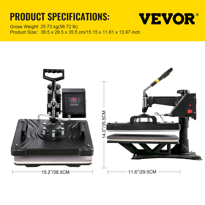 Heat Press Machine 12X15 Inch, 5 in 1 Combo Digital Heat Transfer Machine
