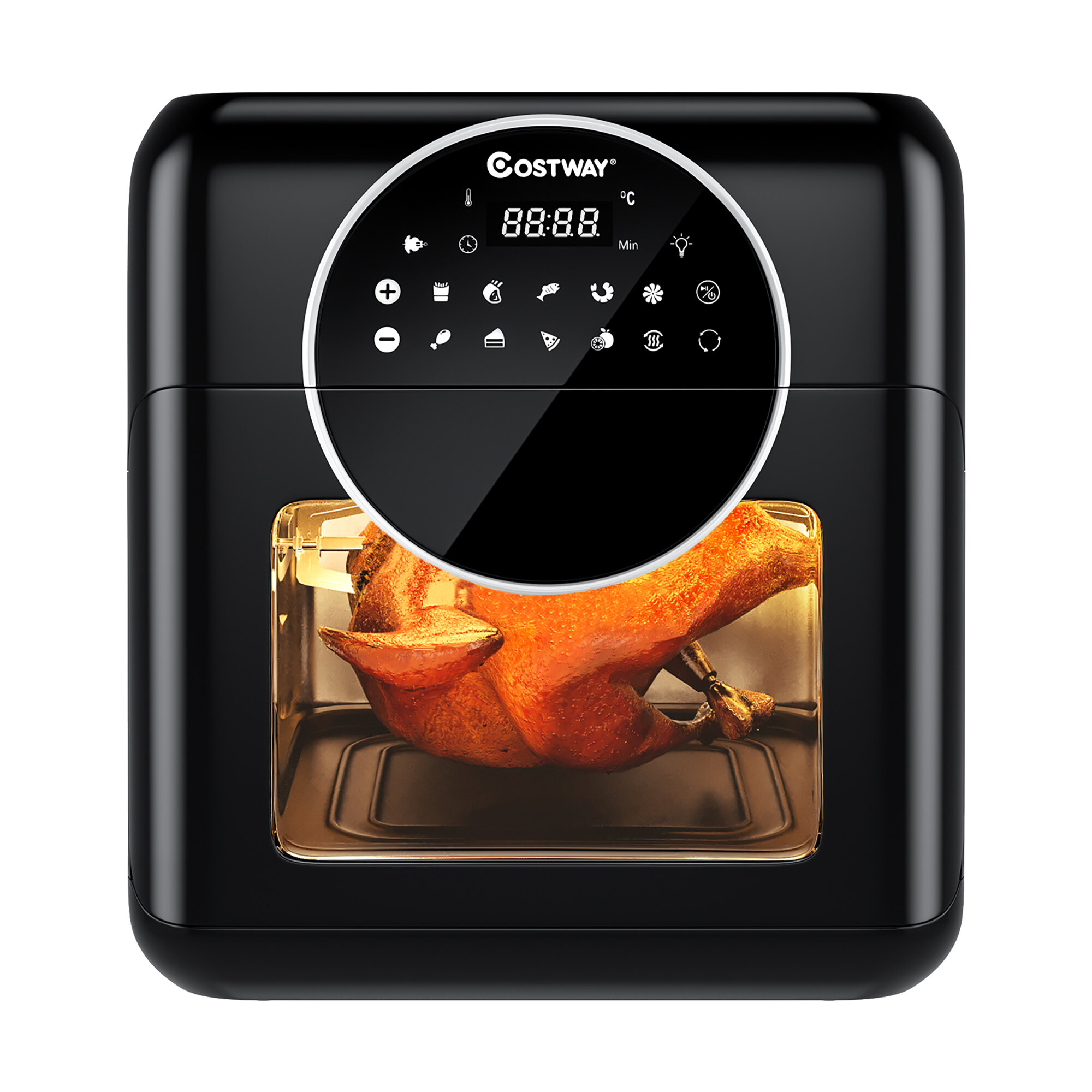 Costway 8-in-1 Air Fryer 10.6qt Digital Toaster Oven Rotisserie w/ Accessories - Black
