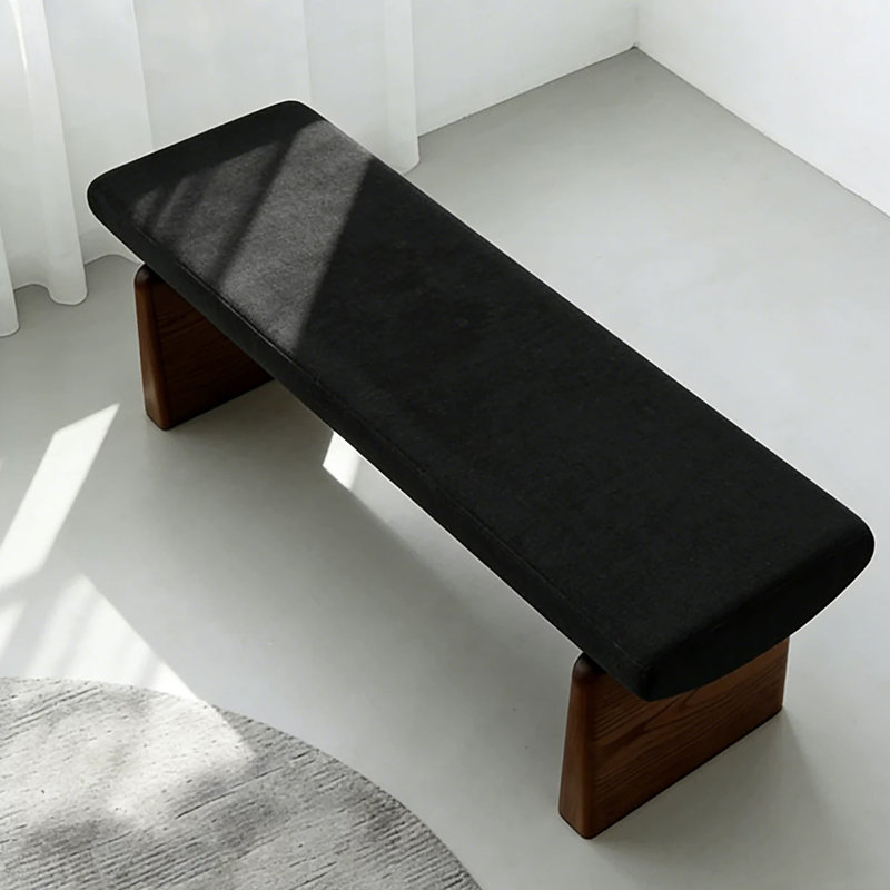 Banc rembourré noir, H 17,72 po x L 39,37 po x P 17,72 po, Noir