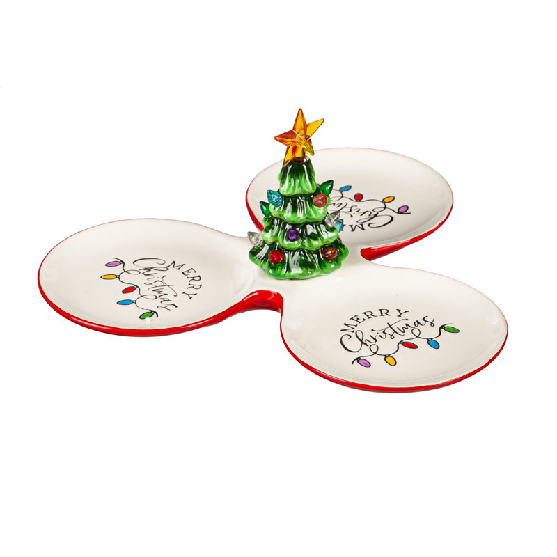 Plateau de service en céramique avec arbre de Noël Marsily