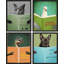 Chat, oiseau, dinosaure, chien, reproduction encadrée de 4 pièces-90691885-90691886