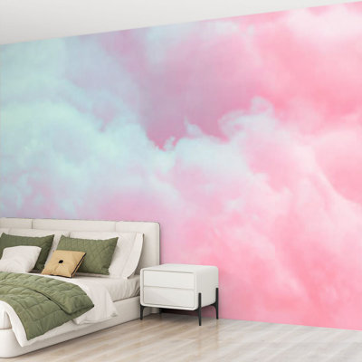 Papier peint adhésif pelez et collez, série Cloud, barbe à papa colorée, nuages doux, pastel, art mural