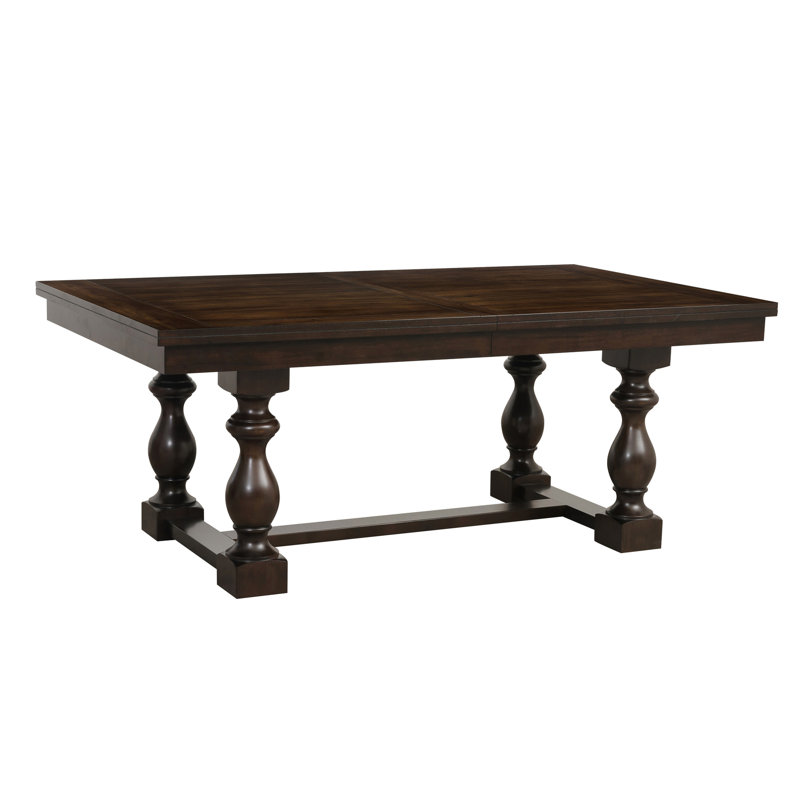 Table de salle à manger à rallonge de style industriel en chêne foncé, fabriquée en bois, pour 6 personnes