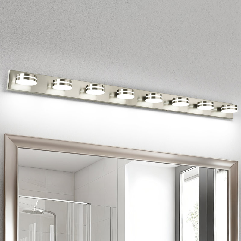 8 Light Modern  Brushed Nickel Dimmable 5CCT LED Bathroom Vanity Light over Mirror, 8, Nickel
