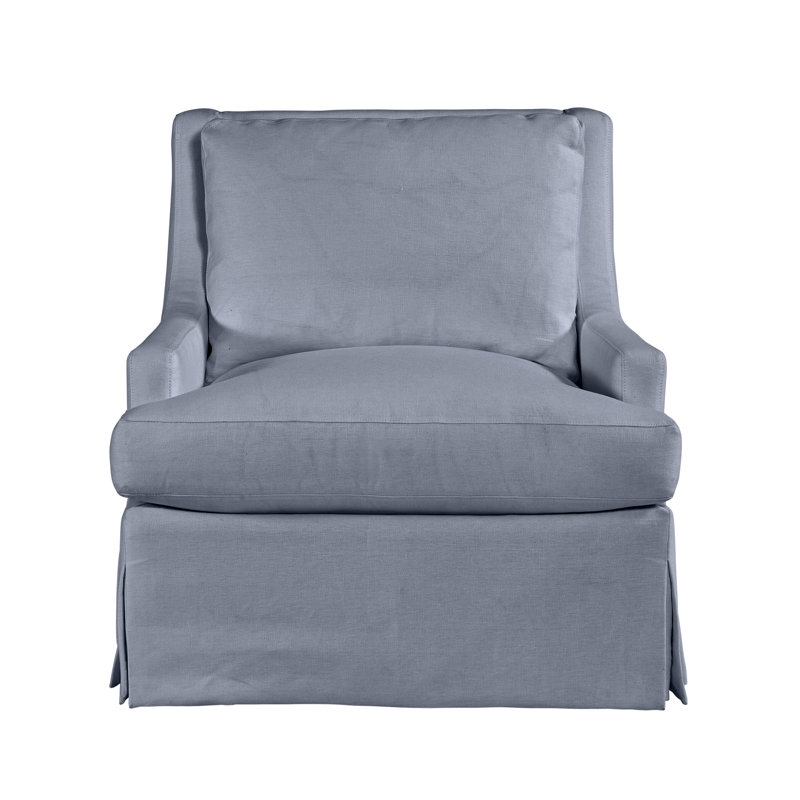 Royce 35" Wide Linen Slipcovered Armchair, Affinity Blue