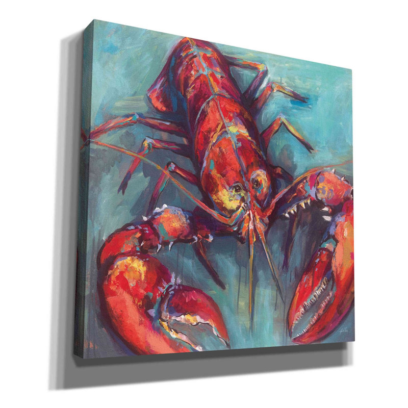 «Lobster» par Jeanette Vertentes, art mural sur toile, H 18 po x l 18 po x P 0,5 po