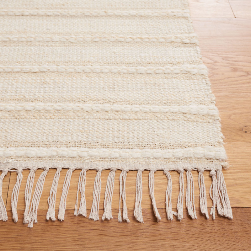 Tanyla Hand Woven Jute, Wool Striped Rug, Rectangle 5' x 8'