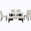 Ensemble de table de salle à manger 6 pièces, table de salle à manger avec 4 chaises rembourrées et 1 banc-1347231982