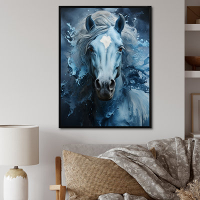«Blue Horse Vibrant Blue Equine III», reproduction sur toile