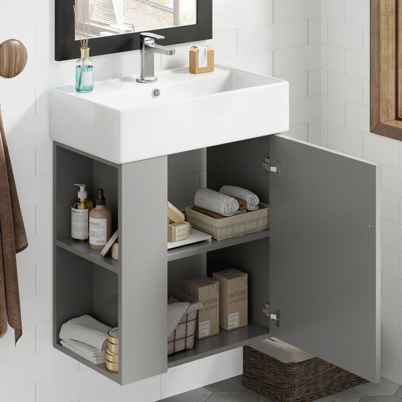 Meuble-lavabo flottant 21,6 po Boville, Gris / Noir, 22"