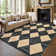 Machine Washable Rugs Distressed Trellis Rug for Living Room Non Slip Stain Resistant Carpet Modern Checkered Farmhouse Floor Cover