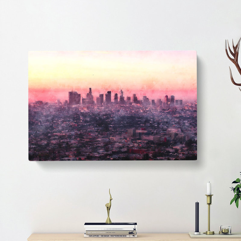 Los Angeles Skyline In The Morning - Wrapped Canvas, 40cm H x 60cm W x 3cm D