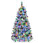 Arbre de Noël enneigé pré-éclairé avec pommes de pin-1921836236